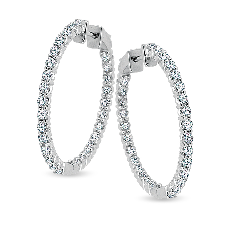 14k Inside Out 1.00 ctw Diamond Locking Hoop Earrings – Herberts Jewelers