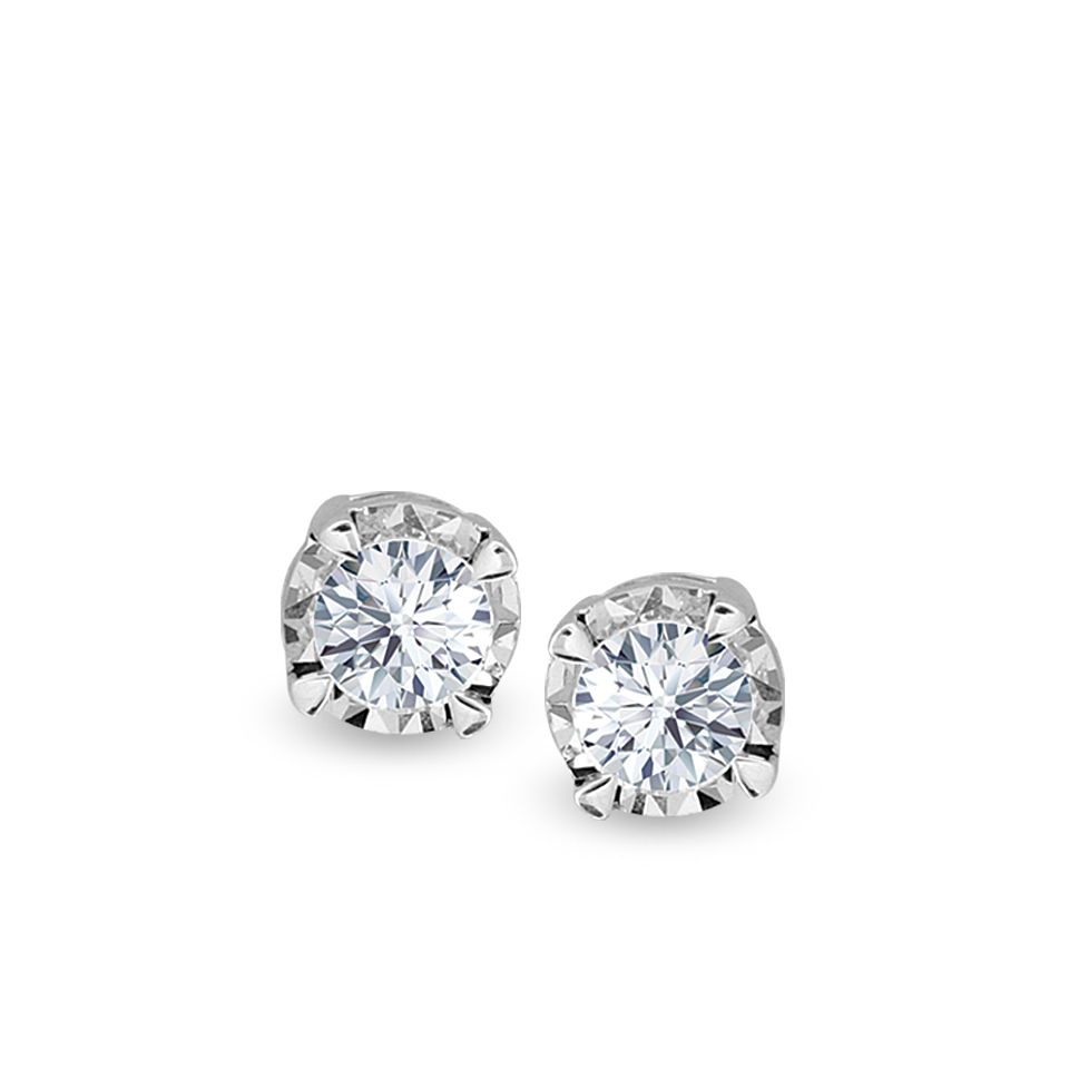 14k White Gold 1/10 ctw Diamond Solitaire Earring – Herberts Jewelers